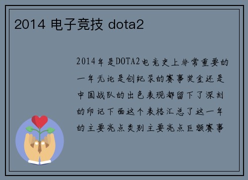 2014 电子竞技 dota2